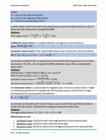 CFA Level 1 2025 IFT High Yield Study Notes - PrepCFA