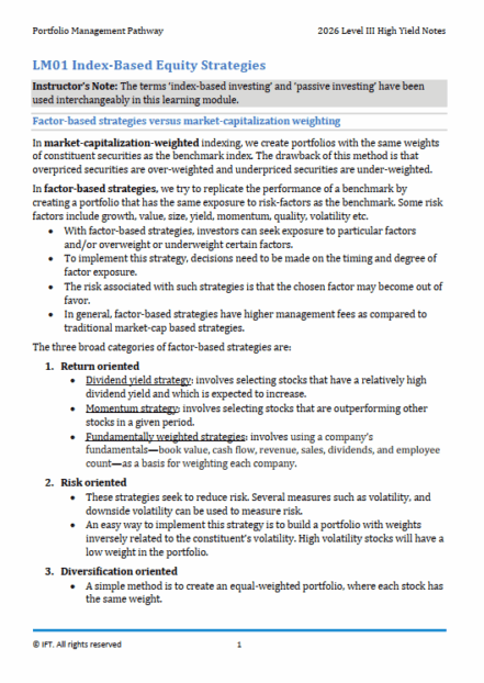 2026 CFA Level 3 IFT High Yield Notes Portfolio Management Pathway ...