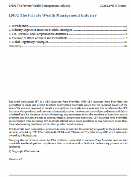 2026 CFA Level 3 IFT Study Notes Private Wealth Pathway + Fact Sheet ...