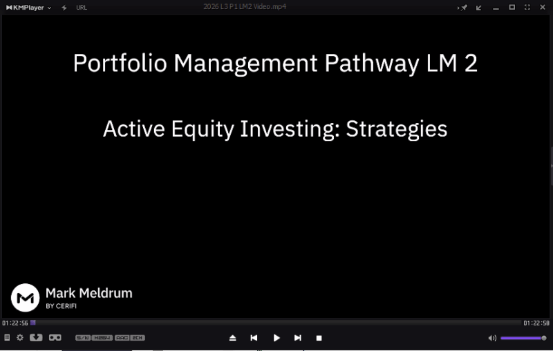 CFA 2026 Mark Meldrum Level 3 Videos Portfolio Management Pathway