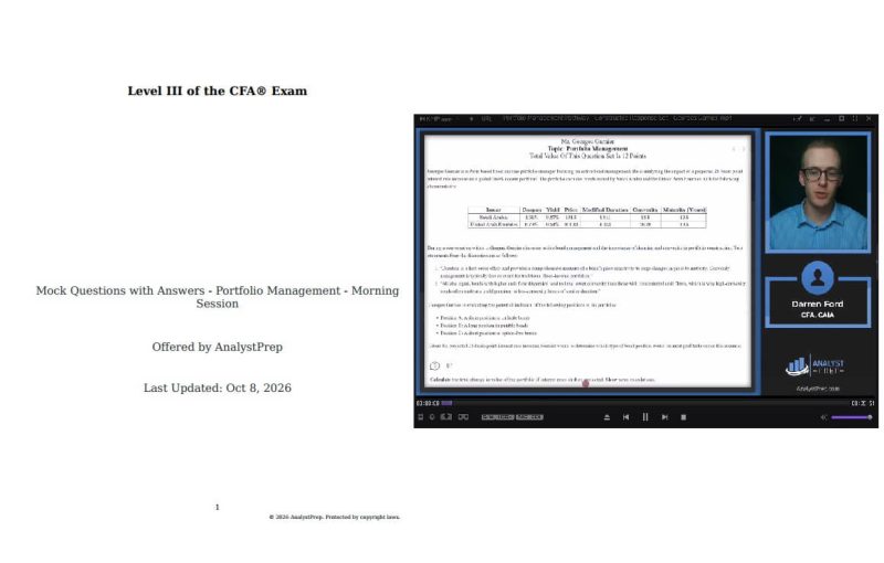 2027 CFA Level 3 AnalystPrep Mock Exams + Constructed Response Set (CRS) Videos with Slides Portfolio Management Pathway